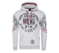 Herren Sweatshirt Rusty Neal Sweatjacke Printed Sweater Sweat-Jacke Kapuzen Pullover Langarm Kapuzenpullover 077/078, Größe:M, 077/078:Grau 078