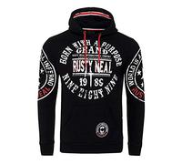 Herren Sweatshirt Rusty Neal Sweatjacke Printed Sweater Sweat-Jacke Kapuzen Pullover Langarm Kapuzenpullover 077/078, Größe:M, 077/078:Schwarz 078