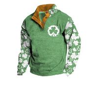 Herren-Sweatshirt St. Patrick's Day, hässlicher Pullover, Sweatshirt, lustiger bedruckter Pullover, Strickjacke, langärmelig, lässiger Outdoor-Sportmantel, Strickjacke, für drinnen und draußen, grün,