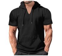 Herren Sweatshirt T-Shirt mit Kapuze Laufshirt Kurzarm Hoodie Kapuzenpullover Sweatshirt Atmungsaktiv Sport Shirt Männer Sportshirt Trainingsshirt Muskelshirts