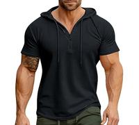 Herren Sweatshirt T-Shirt mit Kapuze Laufshirt Kurzarm Hoodie Kapuzenpullover Sweatshirt Atmungsaktiv Sport Shirt Männer Sportshirt Trainingsshirt Muskelshirts