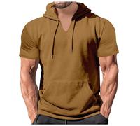 Herren Sweatshirt T-Shirt mit Kapuze Laufshirt Kurzarm Hoodie Kapuzenpullover Sweatshirt Atmungsaktiv Sport Shirt Männer Sportshirt Trainingsshirt Muskelshirts