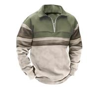 Herren Sweatshirt Winter Vintage Farbblock 1/4 Zip Pullover mit Reverskragen Freizeit Langarm Sweatshirt mit ReißVerschluss Winter Zipper Langarmshirt Loose Pulli Outdoor Sports Oberteile für Männer