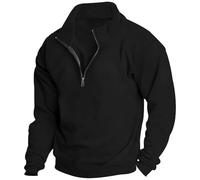 Herren-Sweatshirts mit 1/4-Reißverschluss - einfarbiges Herren-Sweatshirt für Herren, lässig, langärmelig, leicht, Pullover, Hemden, Viertelreißverschluss, Basic-Tops, Rollkragen, lockere Passform,