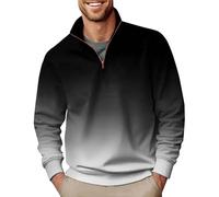 Herren-Sweatshirts mit halbem Reißverschluss, Farbverlauf, Stehkragen, Langarm-Sweatshirts, lässige Arbeitskleidung, Sweatshirts, Herbst, Winter, warme Pullover, Top, lockere Passform, Golf-Pullover,