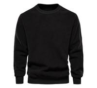 Herren-Sweatshirts mit Rundhalsausschnitt Fleece-Pullover einfarbig Arbeitspullover klassisches Baumwoll-Winter Sweatshirt Winter-warmes Fleece Pullover thermische Unterwäsche lässiges Sweatshirt