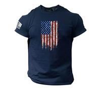 Herren-T-Shirt, Amerika-Flagge, USA-Flagge, USA-Flagge, Sommer, USA-Flagge, Druck, T-Shirt, Basic, kurzärmelig, T-Shirt, America-Street-Stil, Sport-T-Shirt, Unabhängigkeitstag, navy, L