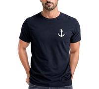 Herren T-Shirt Anker Print Kurzarm-Shirt aus Baumwolle mit maritimem Logo Rundhals Modern Fit Casual Streetwear Sommer Streetstyle Navy XXL