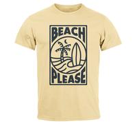 Herren T-Shirt Beach Please Surfing Surfboard Wave Welle Sommer Print Fashion Streetstyle