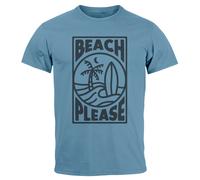 Herren T-Shirt Beach Please Surfing Surfboard Wave Welle Sommer Print Fashion Streetstyle