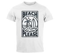 Herren T-Shirt Beach Please Surfing Surfboard Wave Welle Sommer Print Fashion Streetstyle