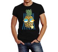 Herren T-Shirt chilling Ananas Pinapple Sommer Beach Cocktail