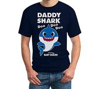 Herren T-Shirt Daddy Shark DOO DOO DOO - Baby Shark Geschenk Papa Large Marineblau