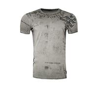 Herren T-Shirt für Männer Kurzarm Rundhals T Shirt O-Neck Regular Fit Washed & Printed 244, Farbe:Anthrazit, Größe S-3XL:3XL