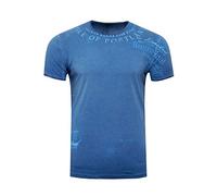 Herren T-Shirt für Männer Kurzarm Rundhals T Shirt O-Neck Regular Fit Washed & Printed 244, Farbe:Marine, Größe S-3XL:XL