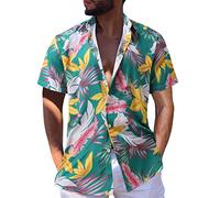 Herren T Shirt Hemden für Herren Mode Herren Retro Bowling Shirts 50er Jahre Rockabilly Stil Button Down Shirts Cuban Style Camp Shirt