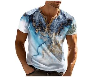 Herren T-Shirt Henley Used-Optik Businessshirt Einfarbig Leicht Herrenshirt Lässiges Shirt Reißverschluss Oberteile Casual Tops Langarm Workout Outdoor Shirt Tshirts Leicht Bluse（ L，3-Blue）