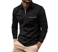 Herren T Shirt Langarm Oktoberfest Hemd Einfarbig Polo Mit Reißverschluss Regular Fit Sportshirt Golf Tennis Funktionsshirt