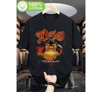 Herren-T-Shirt mit Dio Last in Line 1984 Album & Devil Warrior Grafik - Vintage Heavy-Metal-Band-T-Shirt mit Dio-Aufdruck, weiches Retro-Rock-Shirt fü