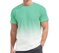 Herren T-Shirt mit Farbverlauf Tshirt Casual Rundhals Shirt Basic T-Shirts Muskelshirts Kurzarm Bequeme Oberteile Bunt Zweifarbig Top Gym Sportshirt Sommer Tee Shirts