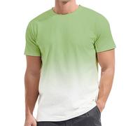 Herren T-Shirt mit Farbverlauf Tshirt Casual Rundhals Shirt Basic T-Shirts Muskelshirts Kurzarm Bequeme Oberteile Bunt Zweifarbig Top Gym Sportshirt Sommer Tee Shirts