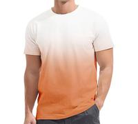 Herren T-Shirt mit Farbverlauf Tshirt Casual Rundhals Shirt Basic T-Shirts Muskelshirts Kurzarm Bequeme Oberteile Bunt Zweifarbig Top Gym Sportshirt Sommer Tee Shirts