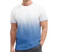Herren T-Shirt mit Farbverlauf Tshirt Casual Rundhals Shirt Basic T-Shirts Muskelshirts Kurzarm Bequeme Oberteile Bunt Zweifarbig Top Gym Sportshirt Sommer Tee Shirts