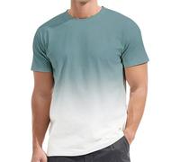 Herren T-Shirt mit Farbverlauf Tshirt Casual Rundhals Shirt Basic T-Shirts Muskelshirts Kurzarm Bequeme Oberteile Bunt Zweifarbig Top Gym Sportshirt Sommer Tee Shirts