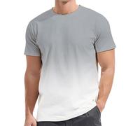 Herren T-Shirt mit Farbverlauf Tshirt Casual Rundhals Shirt Basic T-Shirts Muskelshirts Kurzarm Bequeme Oberteile Bunt Zweifarbig Top Gym Sportshirt Sommer Tee Shirts