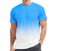 Herren T-Shirt mit Farbverlauf Tshirt Casual Rundhals Shirt Basic T-Shirts Muskelshirts Kurzarm Bequeme Oberteile Bunt Zweifarbig Top Gym Sportshirt Sommer Tee Shirts