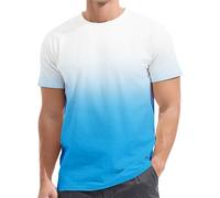 Herren T-Shirt mit Farbverlauf Tshirt Casual Rundhals Shirt Basic T-Shirts Muskelshirts Kurzarm Bequeme Oberteile Bunt Zweifarbig Top Gym Sportshirt Sommer Tee Shirts