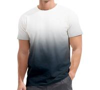 Herren T-Shirt mit Farbverlauf Tshirt Casual Rundhals Shirt Basic T-Shirts Muskelshirts Kurzarm Bequeme Oberteile Bunt Zweifarbig Top Gym Sportshirt Sommer Tee Shirts