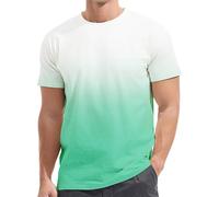 Herren T-Shirt mit Farbverlauf Tshirt Casual Rundhals Shirt Basic T-Shirts Muskelshirts Kurzarm Bequeme Oberteile Bunt Zweifarbig Top Gym Sportshirt Sommer Tee Shirts