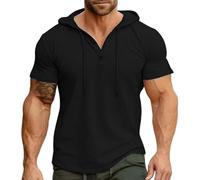 Herren T-Shirt mit Kapuze Einfarbig Kapuzenshirt Kurzarmshirt Basic Sommer Männer Kurzarm Sportswear Sweatshirt Laufshirt Kurzarm Hoodie Kapuzenpullover Atmungsaktiv Sport Shirt Männer Sportshirt