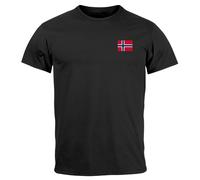 Herren T-Shirt mit Norwegen Flagge Kurzarm Shirt mit Brustlogo Skandinavisches Design Shirt für Alltag und Reise