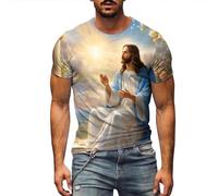 Herren T-Shirt mit Oster Jesus Aufdruck Ostern Religiöse Christliche Jesus Kreuz T-Shirt Herren Poloshirt Strick Einfarbig Golfshirt