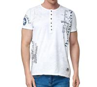 Herren T-Shirt mit seitlichem Print Baumwoll-Shirt Rundhals-Shirt R-15243 Weiß S