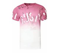 T-Shirt Verwaschen mit Farbverlauf und Seitlicher Knopfleiste M