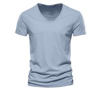 Herren T-Shirt mit tiefem V-Ausschnitt aus weichem Mischgewebe im Bambus-Look Atmungsaktives Tshirt Leicht Oberteile Sommer Basic Tee Kurzarm Shirt für Alltag und Sport, Geschenke