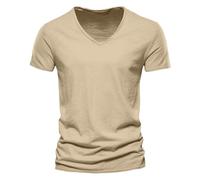 Herren T-Shirt mit tiefem V-Ausschnitt aus weichem Mischgewebe im Bambus-Look Atmungsaktives Tshirt Leicht Oberteile Sommer Basic Tee Kurzarm Shirt für Alltag und Sport, Geschenke