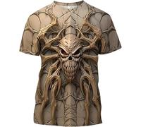 Herren T-Shirt mit Totenkopf Print Halloween 3D Sport Kurzarm Casual Top männer Kurzarm Tshirts (s1,3XL)