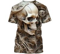 Herren T-Shirt mit Totenkopf Print Halloween 3D Sport Kurzarm Casual Top männer Kurzarm Tshirts (s10,M)