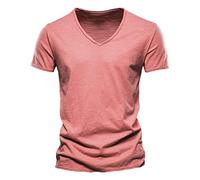 Herren T-Shirt mit V-Ausschnitt Regular Fit - 100% Baumwolle Kurzarm Basic Oversized