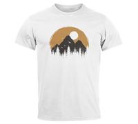 Herren T-Shirt Outdoor Print Natural Badge Logo Wandern Fashion Streetstyle - Mountains weiß XL