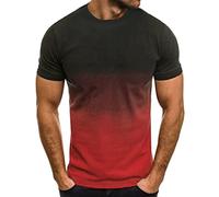 Herren T Shirt Oversized Tshirts Männer Rundhals Kurzarm T Shirt Baumwolle Sport Shirts Sommer Kurzarmshirt Basic Tops Streetwear Tee Rot 3XL