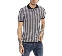 Herren T-Shirt Polo Shirt Kurzarm Strick Casual Design Gestreift Schwarz-Weiß XL