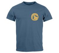 Herren T-Shirt Print Logo Badge Landschaft Natur Berge Wandern Outdoor Fashion - Landschaft Badge denim blue 3XL