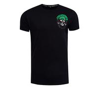 Herren T-Shirt Rundhals Printed Biker Print Slim Cotton Kurzarm Rocker Shirt 277, Farbe:Schwarz, Größe S-3XL:XXL