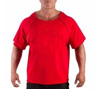 Herren-T-Shirt, Rundhalsausschnitt, Baumwolle, Fitness, Fitnessstudio, Bodybuilding, Workout, für Outdoor, Laufen, leicht, schnell trocknend, Weiß, Größe 2XL (XL, Rot)