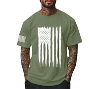 Herren T-Shirt Slim Fit Rundhals Kurzarm Sommer Streetwear Baumwolle Drucken Tops Shirt Männer Sportshirts Atmungsaktiv Leichtes 4th of July USA Independence Day T-Shirt